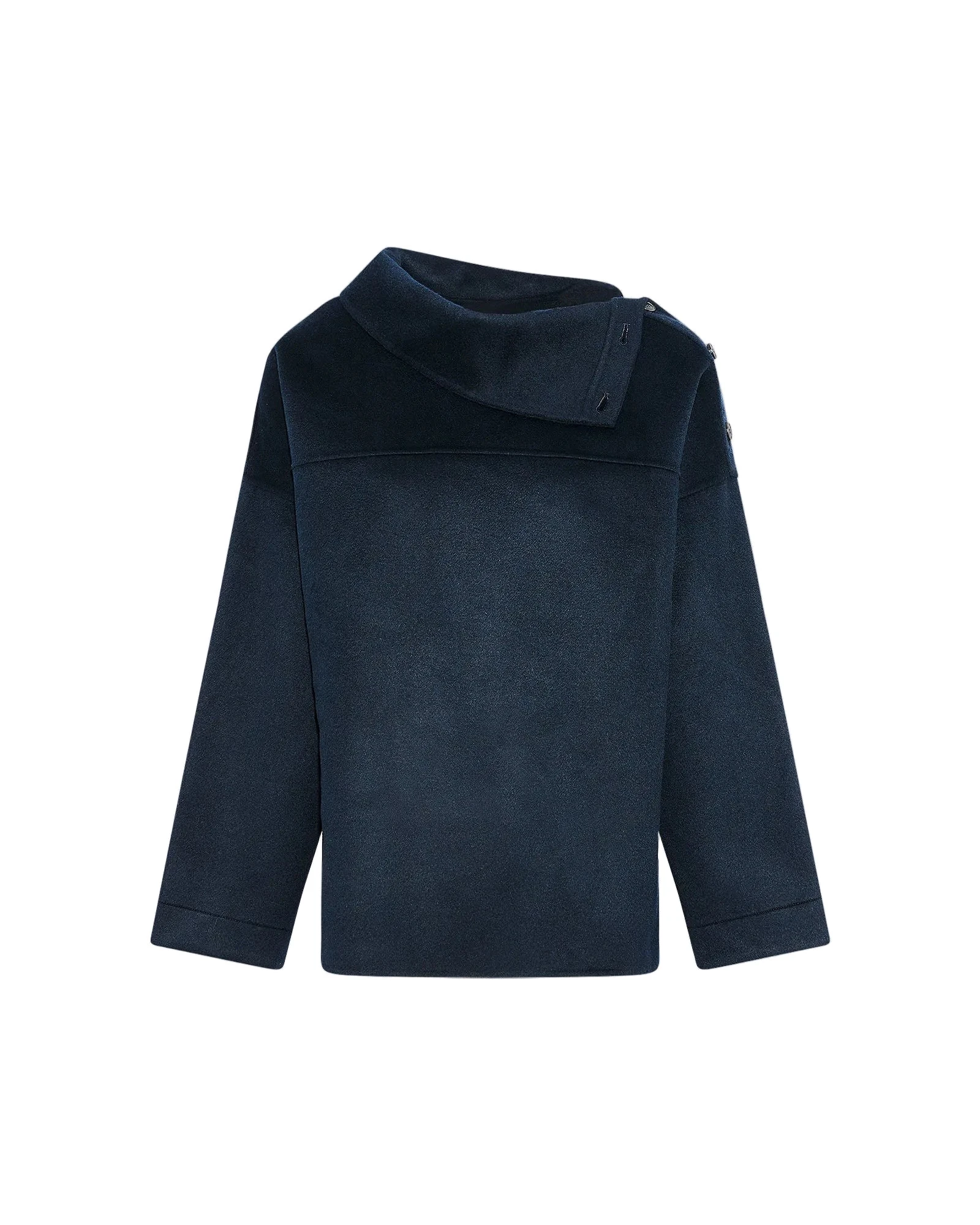 Yves Salomon Double-Sided Cashmere Wool Funnel Neck Blouse in Navy Yves Salomon Double-Sided Cashmere Wool Funnel Neck Blouse in Navy | Blouse | Luxury Shoes