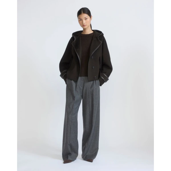 Yves Salomon Double-Sided Cashmere Wool Hooded Jacket in Brown | Jackets | Luxury Shoes 