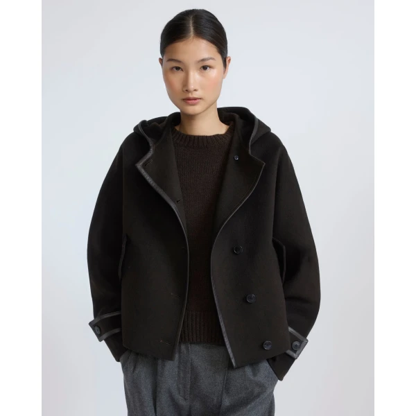 Yves Salomon Double-Sided Cashmere Wool Hooded Jacket in Brown | Jackets | Luxury Shoes 