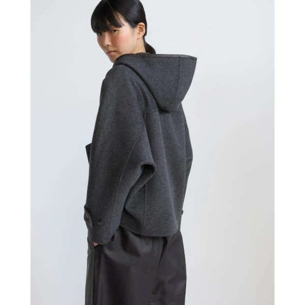 Yves Salomon Double-Sided Cashmere Wool Hooded Jacket in Grey | Jackets | Luxury Shoes 
