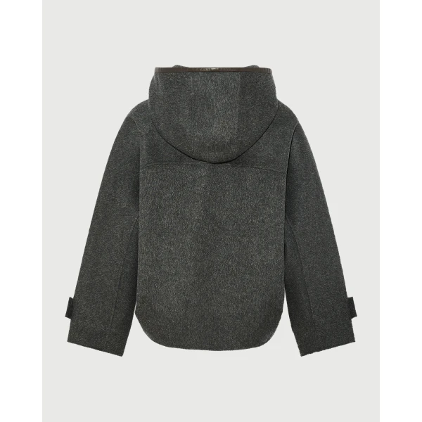 Yves Salomon Double-Sided Cashmere Wool Hooded Jacket in Grey | Jackets | Luxury Shoes 
