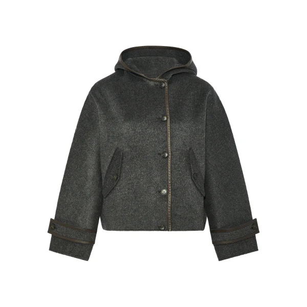 Yves Salomon Double-Sided Cashmere Wool Hooded Jacket in Grey | Jackets | Luxury Shoes 