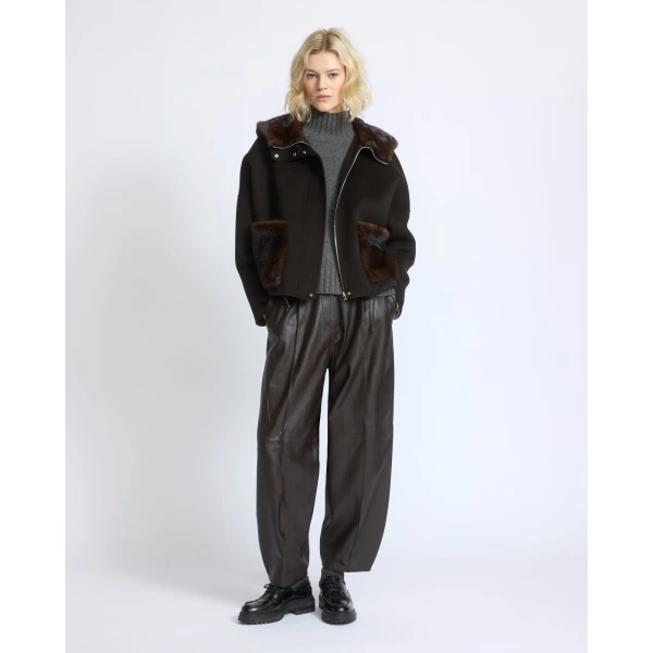 Yves Salomon Double-Sided Cashmere Wool Hooded Jacket with Mink Fur in Brown | Jackets | Luxury Shoes 