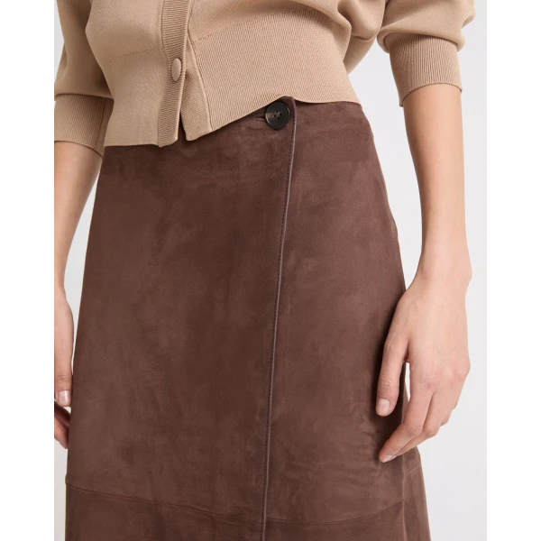 Yves Salomon Double-Sided Velour Lambskin Skirt in Bordeaux | Leather Skirts | Luxury Shoes 