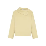 Yves Salomon Double-Sided Wool Funnel Neck Blouse in Pale Yellow | Blouse | Luxury Shoes 