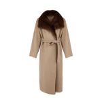 Yves Salomon Double-Sided Wool and Cashmere Coat with Mink Fur in Beige | Wool Coat | Luxury Shoes 
