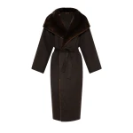 Yves Salomon Double-Sided Wool and Cashmere Coat with Mink Fur in Brown | Wool Coat | Luxury Shoes 