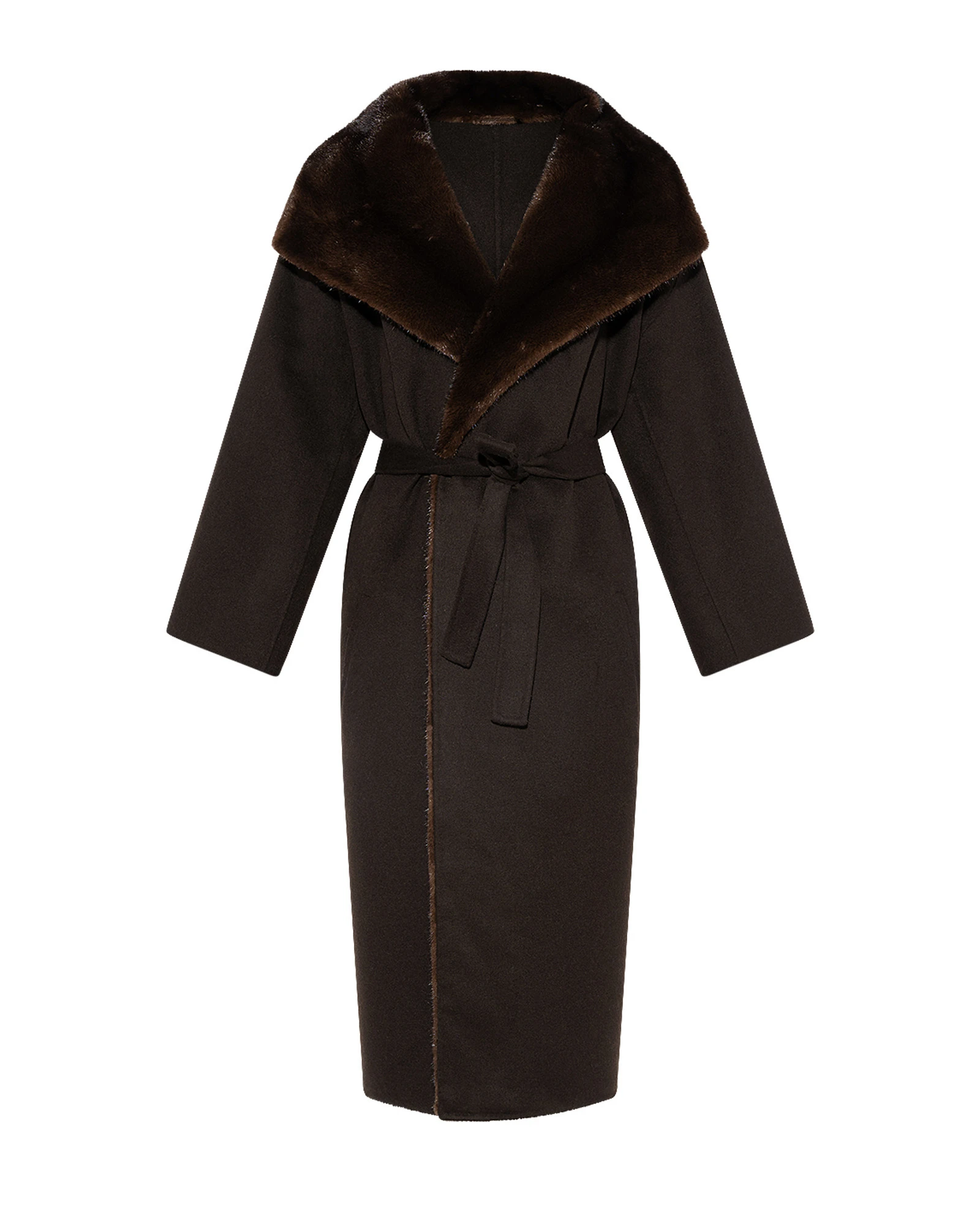 Yves Salomon Double-Sided Wool and Cashmere Coat with Mink Fur in Brown Yves Salomon Double-Sided Wool and Cashmere Coat with Mink Fur in Brown | Wool Coat | Luxury Shoes