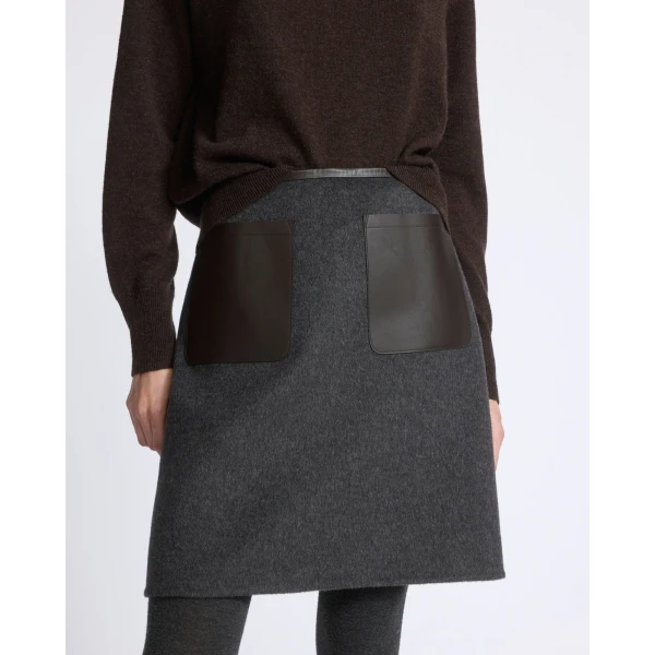 Yves Salomon Double-Sided Wool and Cashmere Skirt in Grey | Skirts | Luxury Shoes 