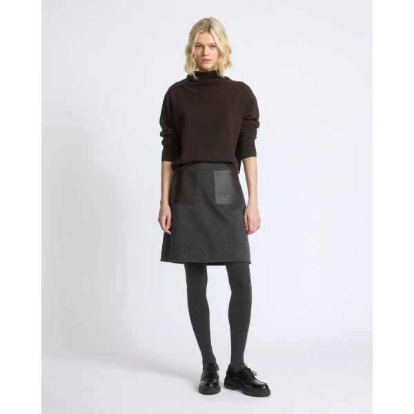 Yves Salomon Double-Sided Wool and Cashmere Skirt in Grey | Skirts | Luxury Shoes 