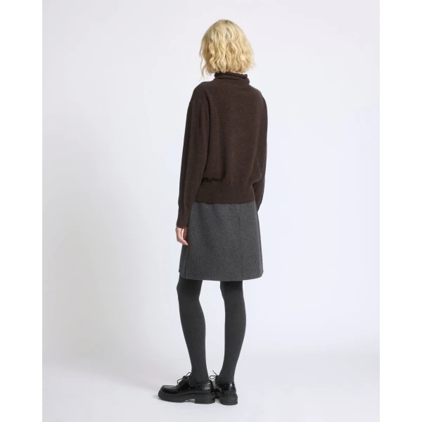 Yves Salomon Double-Sided Wool and Cashmere Skirt in Grey | Skirts | Luxury Shoes 