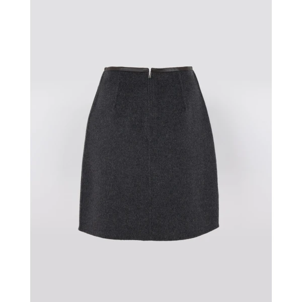 Yves Salomon Double-Sided Wool and Cashmere Skirt in Grey | Skirts | Luxury Shoes 