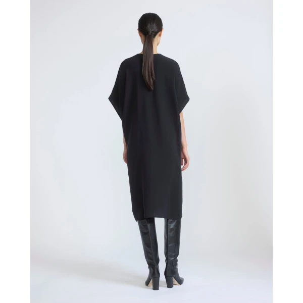 Yves Salomon Draped Silk Crepe Dress in Black | Dresses | Luxury Shoes 