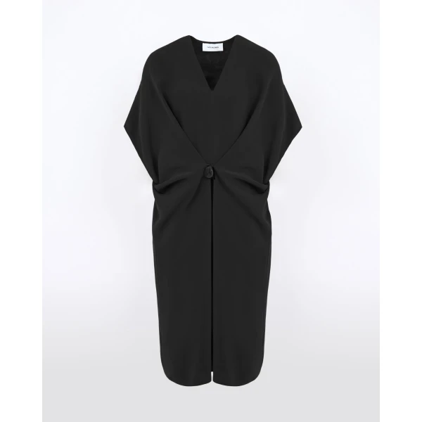 Yves Salomon Draped Silk Crepe Dress in Black | Dresses | Luxury Shoes 