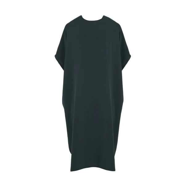 Yves Salomon Draped Silk Crepe Dress in Dark Teal | Women | Luxury Shoes 