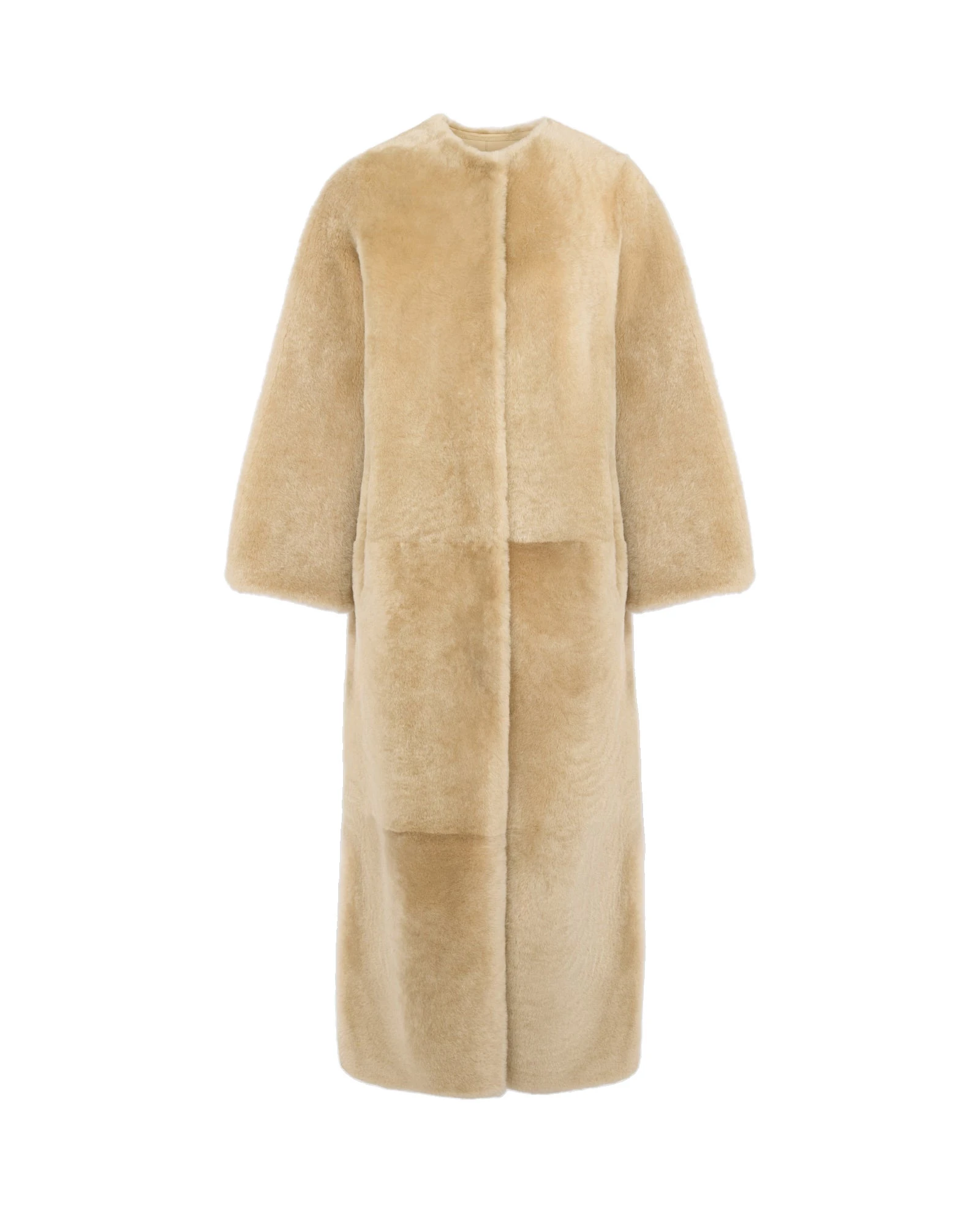 Yves Salomon Extra Long Lambskin Shearling Coat in Beige Yves Salomon Extra Long Lambskin Shearling Coat in Beige | Women | Luxury Shoes