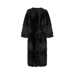 Yves Salomon Extra Long Toscana Lambskin Shearling Coat in Black | Shearling Coat | Luxury Shoes 