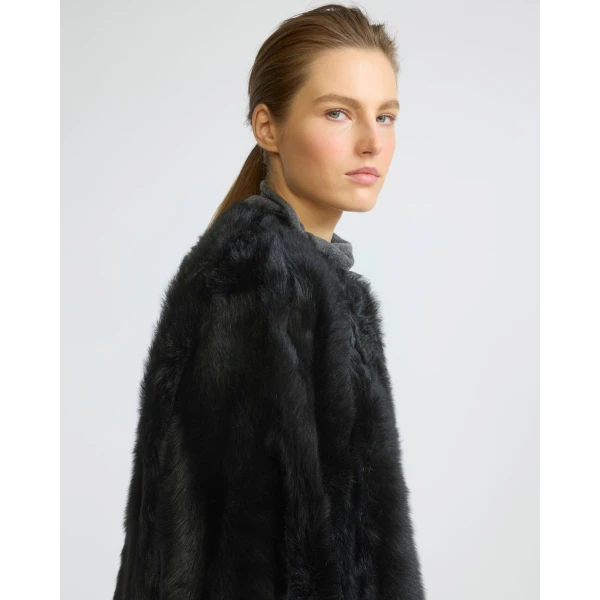 Yves Salomon Extra Long Toscana Lambskin Shearling Coat in Black | Shearling Coat | Luxury Shoes 
