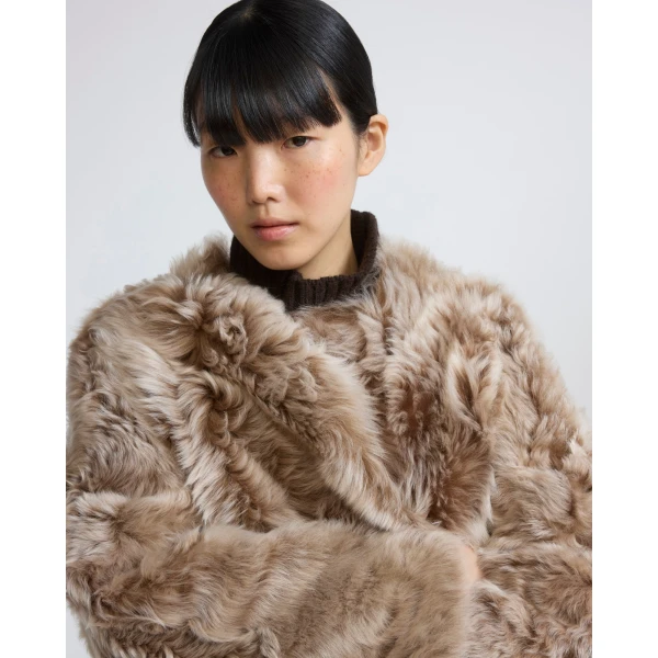 Yves Salomon Extra Long Toscana Lambskin Shearling Coat in Camel | Shearling Coat | Luxury Shoes 