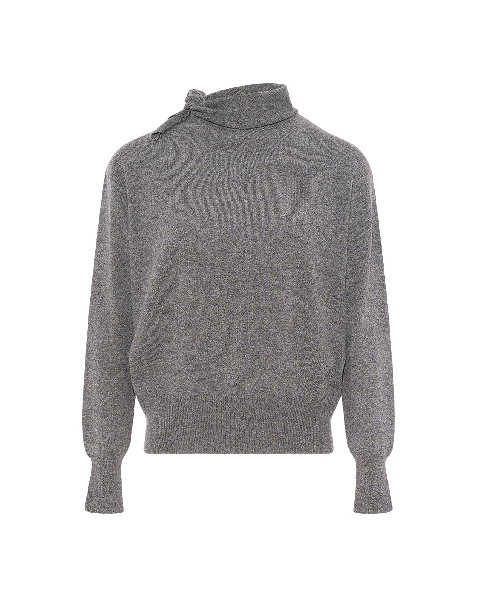 Yves Salomon Fine Cashmere Knit Sweater with Scarf Collar in Grey Yves Salomon Fine Cashmere Knit Sweater with Scarf Collar in Grey | Sweaters | Luxury Shoes