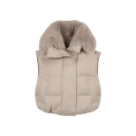 Yves Salomon Flannel Gilet with Fox Fur Collar in Beige | Vests | Luxury Shoes 