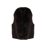 Yves Salomon Flannel Sleeveless Gilet with Detachable Fox Fur Collar in Brown | Vests | Luxury Shoes 
