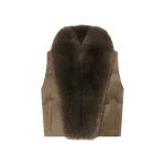 Yves Salomon Flannel Sleeveless Gilet with Detachable Fox Fur Collar in Brown | Vests | Luxury Shoes 