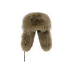 Yves Salomon Flannel and Fox Fur Ushanka in Beige | Women | Luxury Shoes 