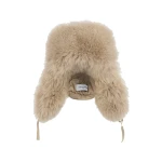Yves Salomon Flannel and Fox Fur Ushanka in Beige | Hats | Luxury Shoes 