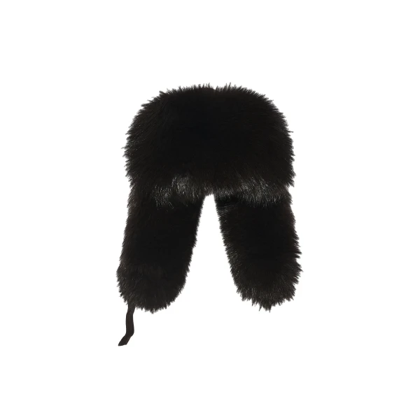 Flannel and Fox Fur Ushanka in Brown