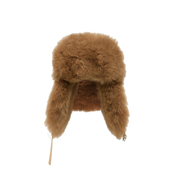 Yves Salomon Flannel and Fox Fur Ushanka in Camel | Hats | Luxury Shoes 
