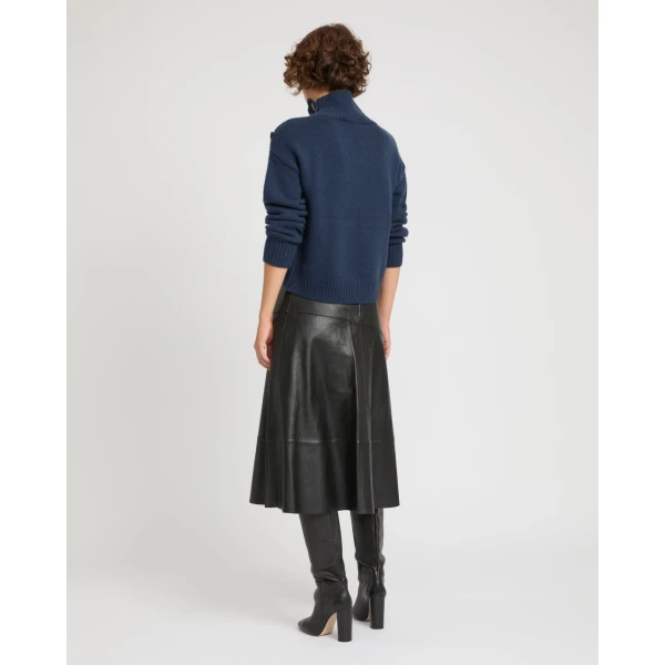 Yves Salomon Flared Lambskin Leather Skirt in Black | Leather Skirts | Luxury Shoes 