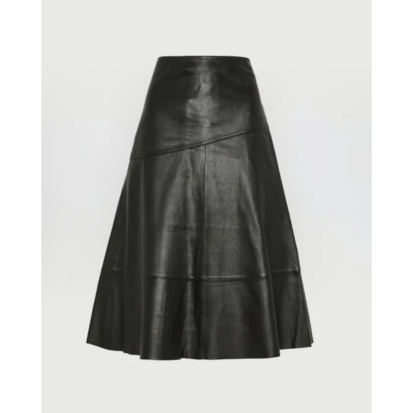 Yves Salomon Flared Lambskin Leather Skirt in Black | Leather Skirts | Luxury Shoes 