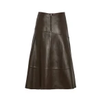 Yves Salomon Flared Lambskin Leather Skirt in Brown | Leather Skirts | Luxury Shoes 