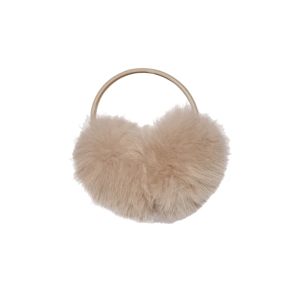 Fox Fur Earmuffs in Beige