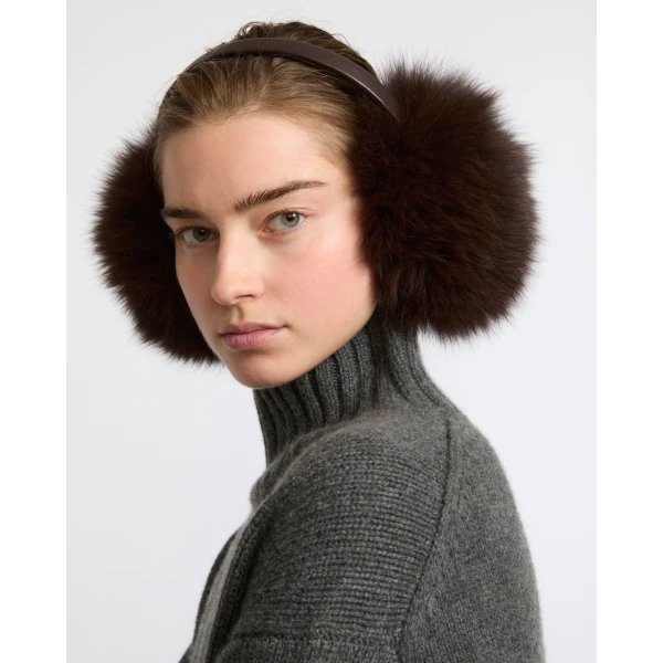 Yves Salomon Fox Fur Earmuffs in Brown | Hats | Luxury Shoes 