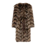 Yves Salomon Fox Fur Knit Coat in Light Brown | Fur Coats | Luxury Shoes 