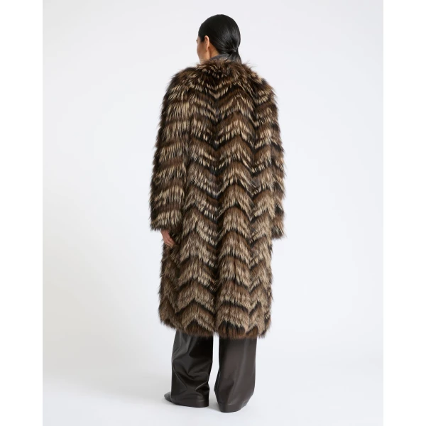 Yves Salomon Fox Fur Knit Coat in Light Brown | Fur Coats | Luxury Shoes 