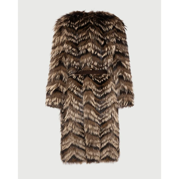 Yves Salomon Fox Fur Knit Coat in Light Brown | Fur Coats | Luxury Shoes 
