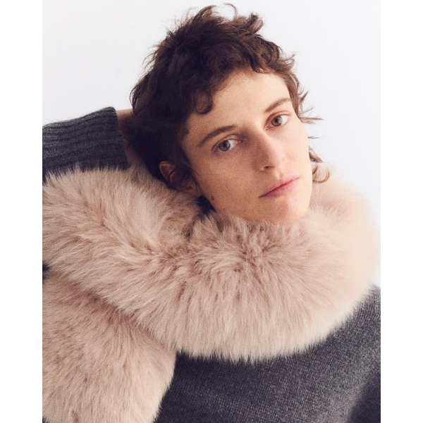 Yves Salomon Fox Fur Scarf in Beige | Scarves | Luxury Shoes 