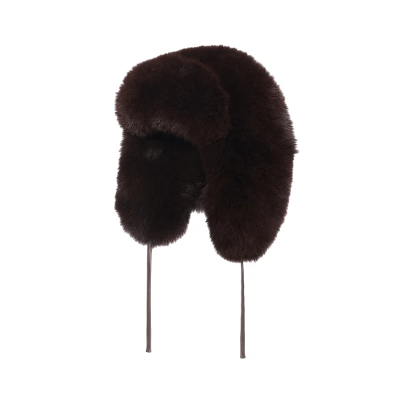 Yves Salomon Fox Fur Ushanka Hat in Brown | Hats | Luxury Shoes 