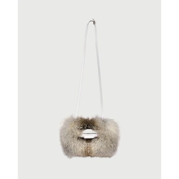 Yves Salomon Fox Fur and Leather Muff in Beige | Gloves | Luxury Shoes 