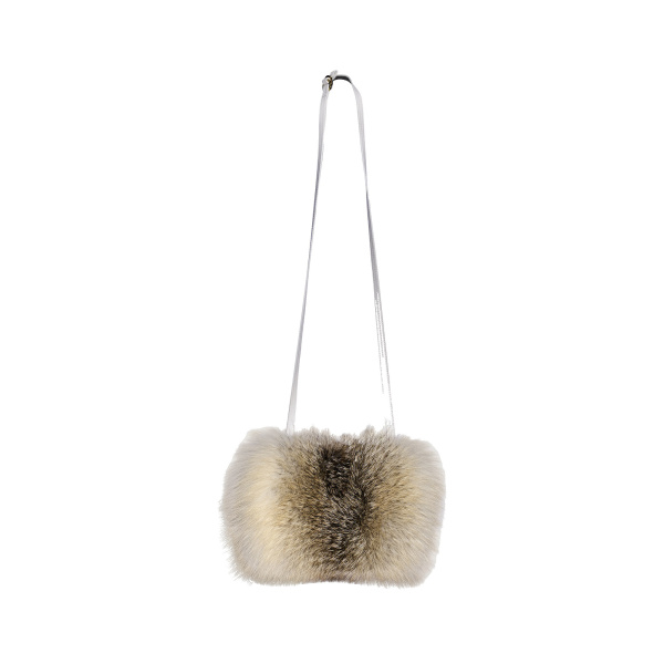 Yves Salomon Fox Fur and Leather Muff in Beige | Gloves | Luxury Shoes 