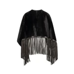 Yves Salomon Fringed Lambskin Shearling Cape in Brown | Shearling Coat | Luxury Shoes 