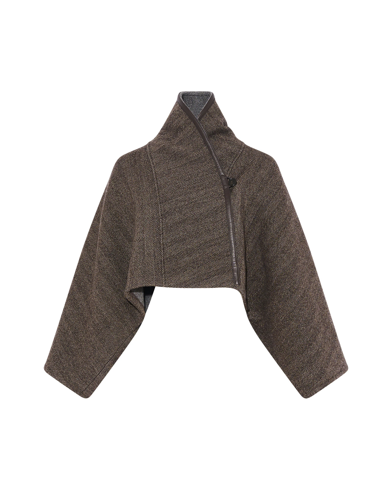 Yves Salomon Herringbone Double-Sided Wool Cape in Taupe Yves Salomon Herringbone Double-Sided Wool Cape in Taupe | Wool Coat | Luxury Shoes
