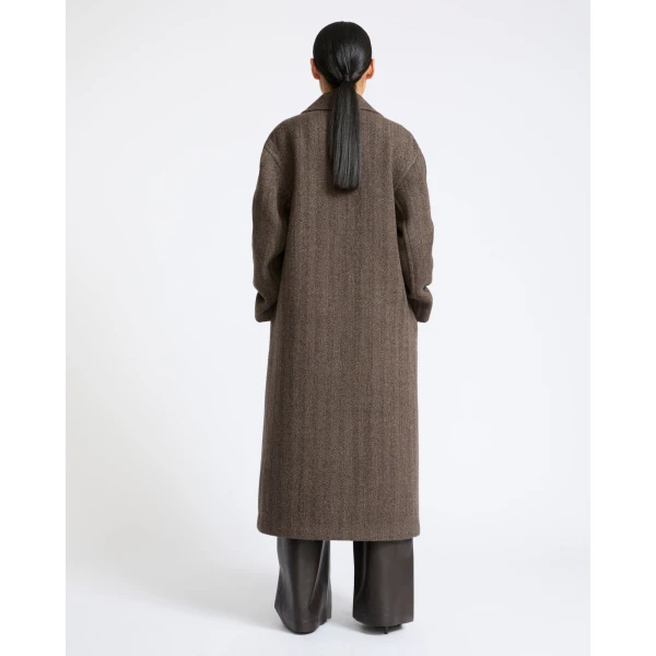 Yves Salomon Herringbone Double-Sided Wool Coat in Taupe | Wool Coat | Luxury Shoes 