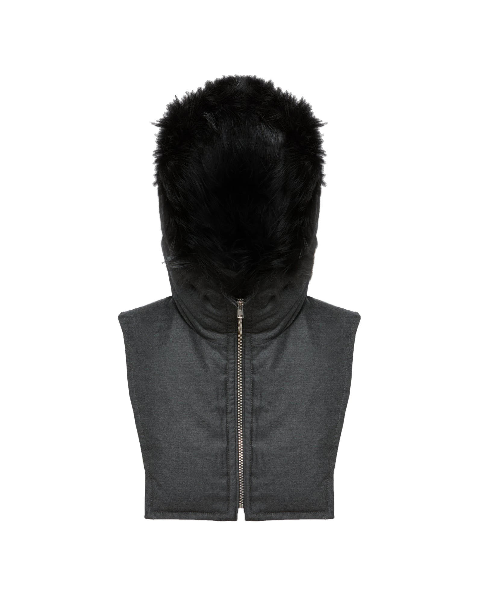 Yves Salomon Hooded Bib in Flannel and Fox Fur in Grey Yves Salomon Hooded Bib in Flannel and Fox Fur in Grey | Women | Luxury Shoes