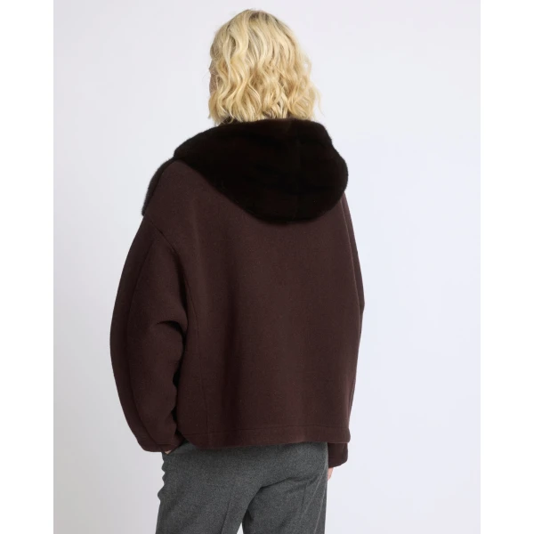 Yves Salomon Hooded Jacket in Mink Fur and Technical Fabric in Brown | Mink Jacket | Luxury Shoes 