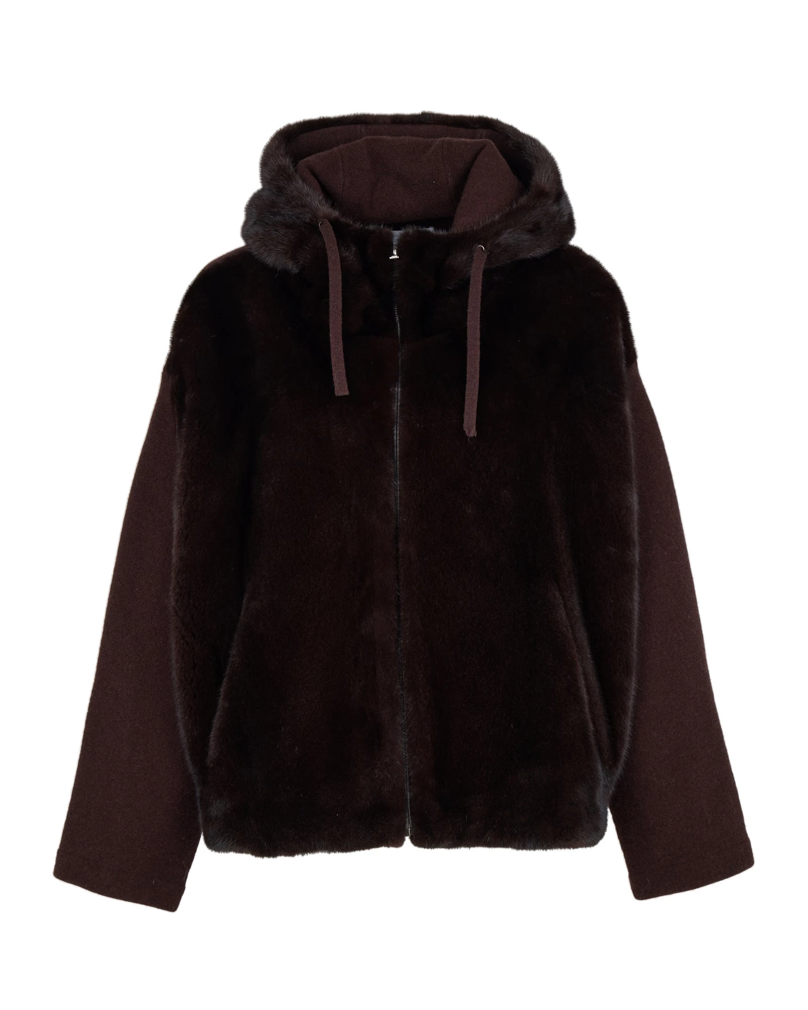 Yves Salomon Hooded Jacket in Mink Fur and Technical Fabric in Brown Yves Salomon Hooded Jacket in Mink Fur and Technical Fabric in Brown | Women | Luxury Shoes
