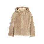 Yves Salomon Hooded Merino Lambskin Shearling Jacket in Beige | Shearling Jackets | Luxury Shoes 